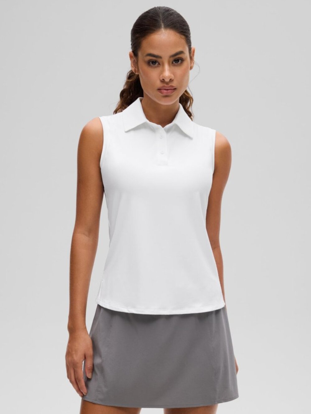 Hip Length Slim Fit Sleeveless Polo